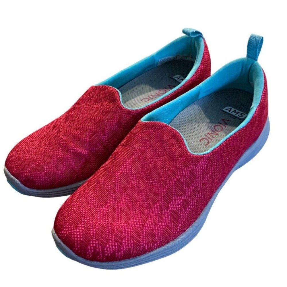 Womens Vionic AMS 331 Hydra ASR1288 Pink on Blue Slip On Loafers Size 8.5
